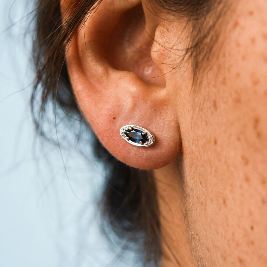 Blue Topaz Earrings - Evil Eye