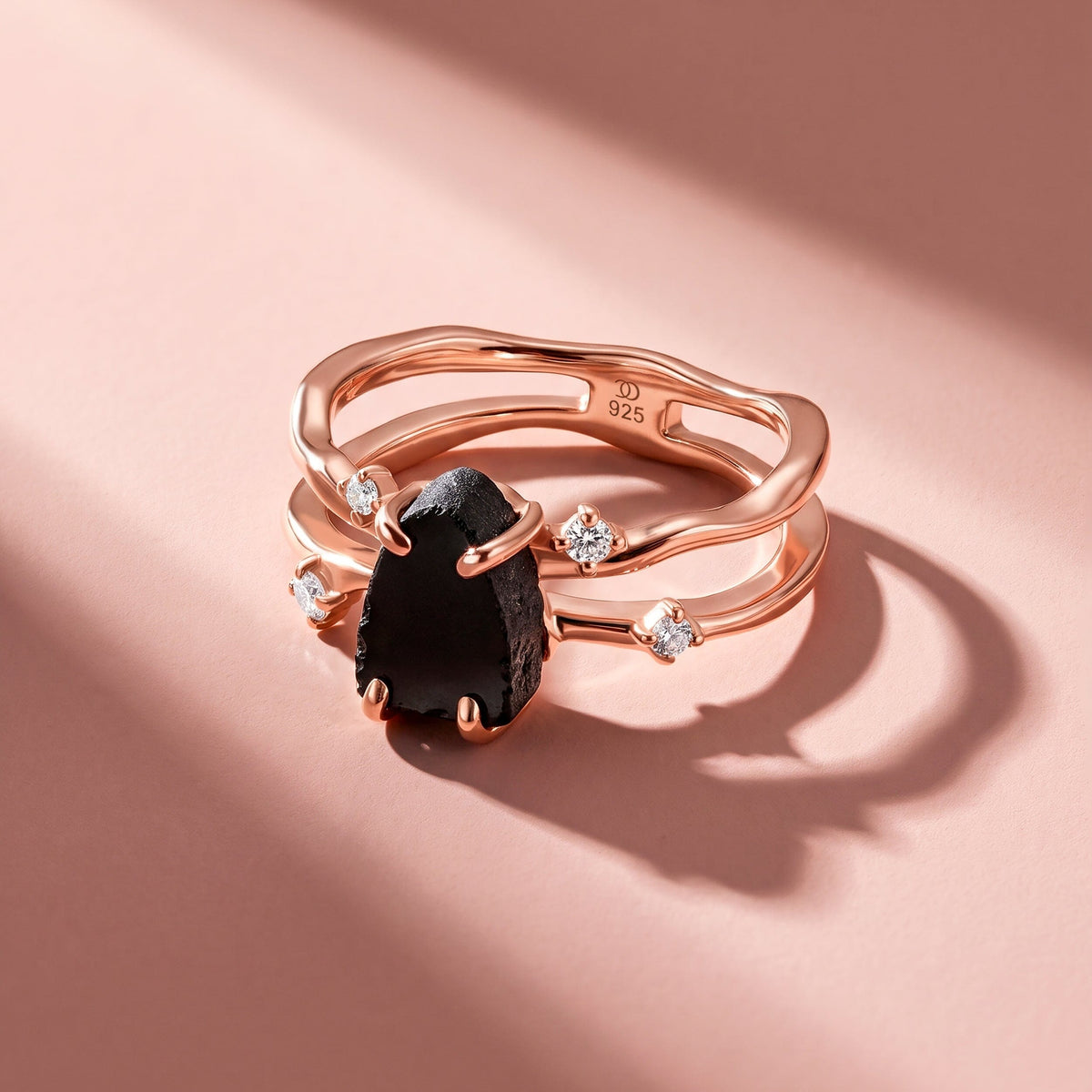 Black Obsidian Ring - Flow