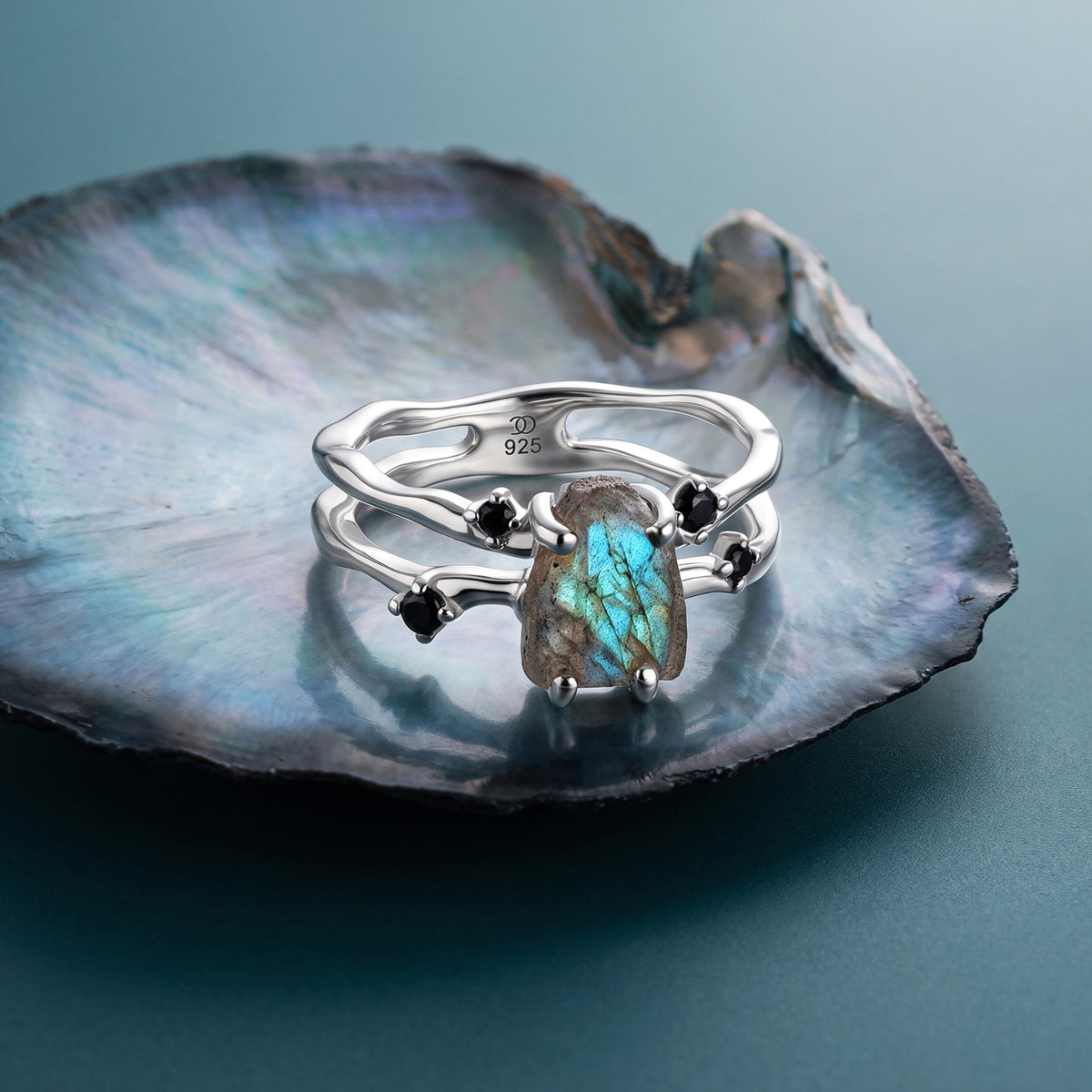 Labradorite Flow & Stardust & Waves Rings