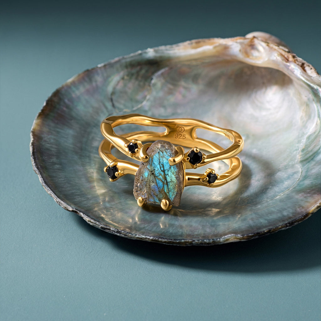 Labradorite Flow & Stardust & Waves Rings