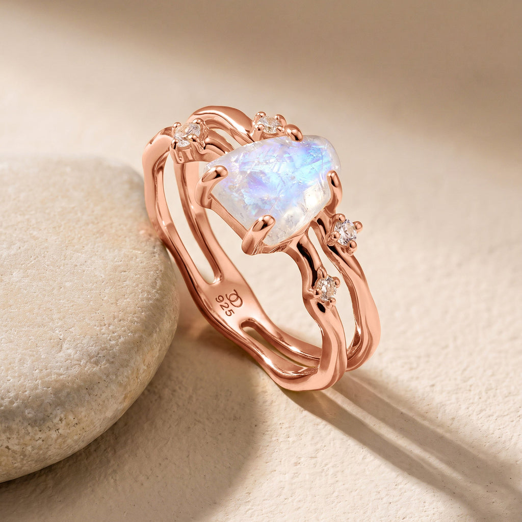 Moonstone Flow & Stardust & Waves Rings