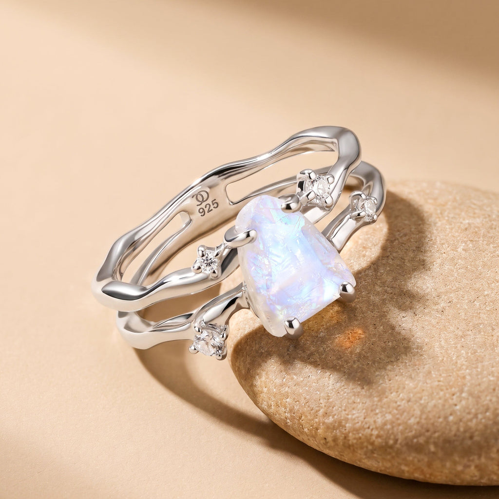 Moonstone Flow & Stardust & Waves Rings