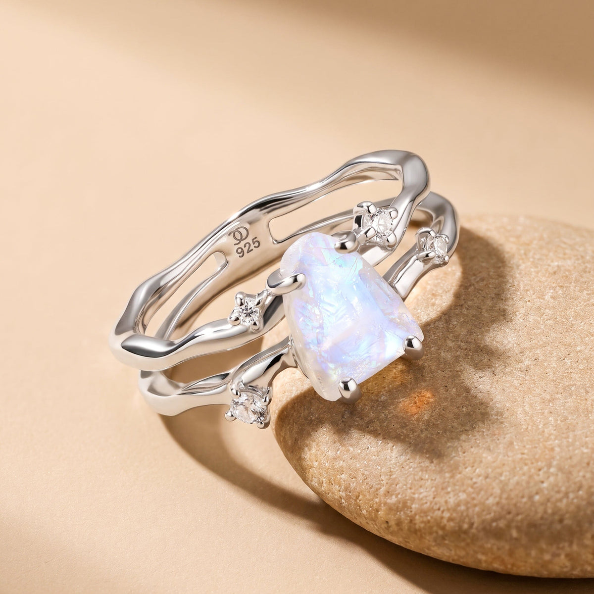 Moonstone Flow & Stardust & Waves Rings