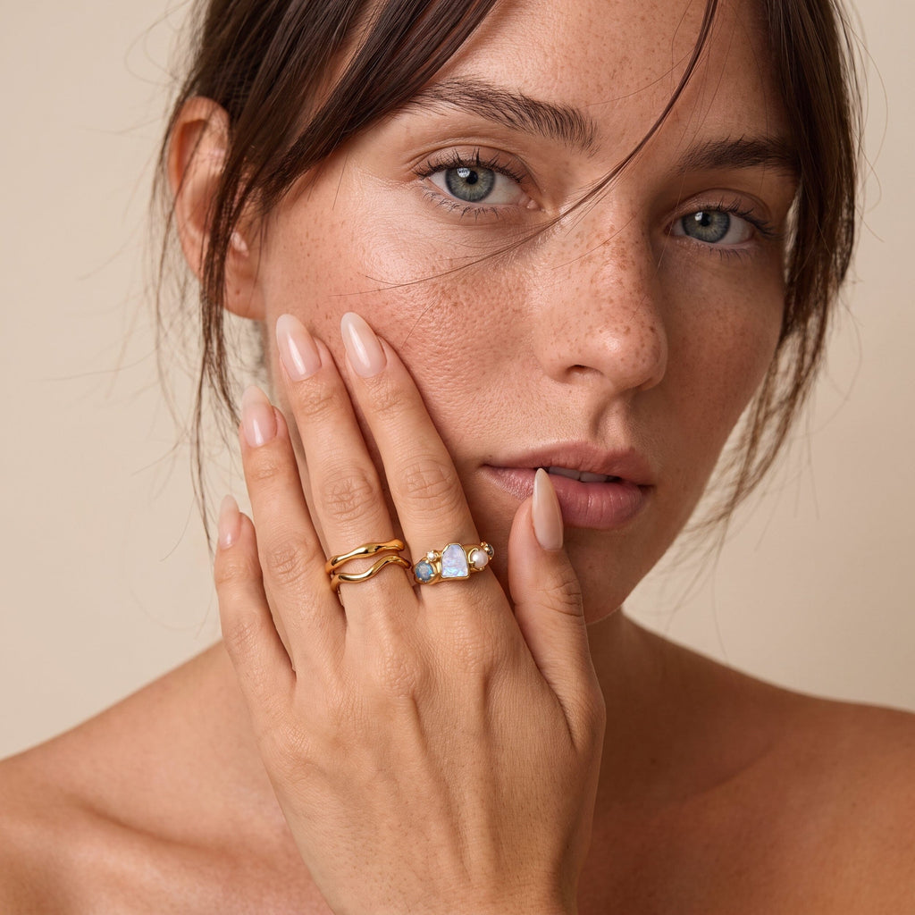 Moonstone Heirloom & Magma & Waves Rings