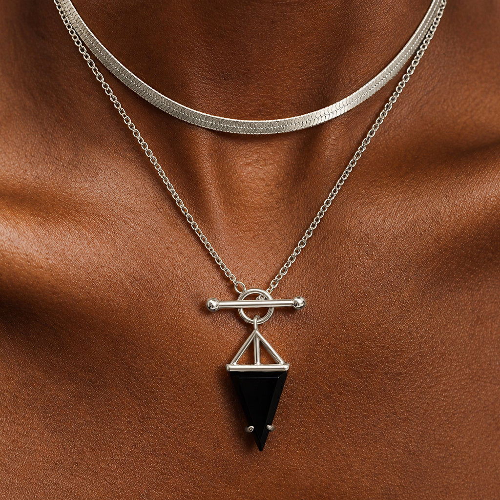 Black Obsidian Heroine & Herringbone Necklaces