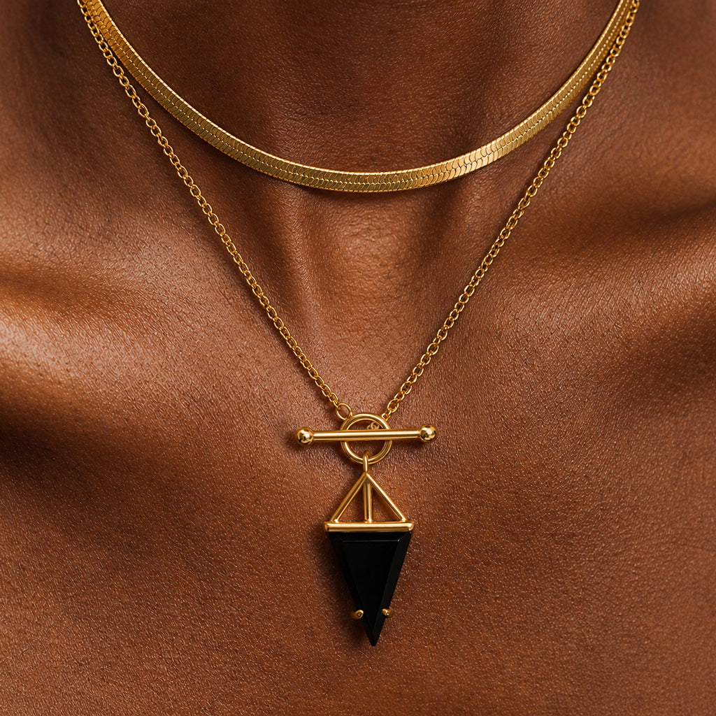 Black Obsidian Heroine & Herringbone Necklaces
