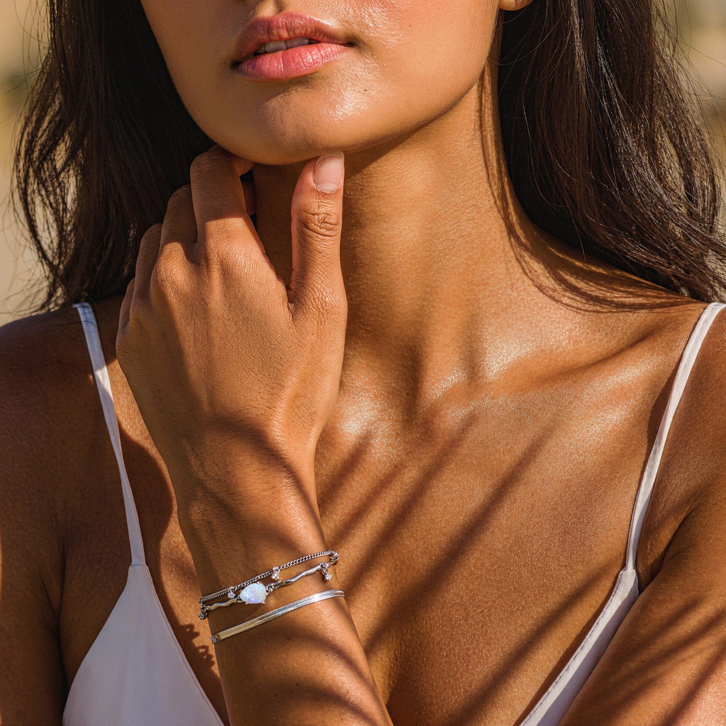 Plain Metal Wristlet - Herringbone Bracelet