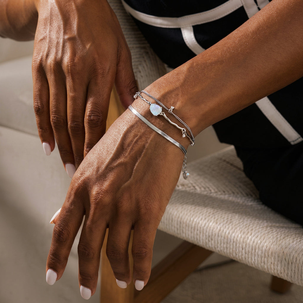 Plain Metal Wristlet - Herringbone Bracelet