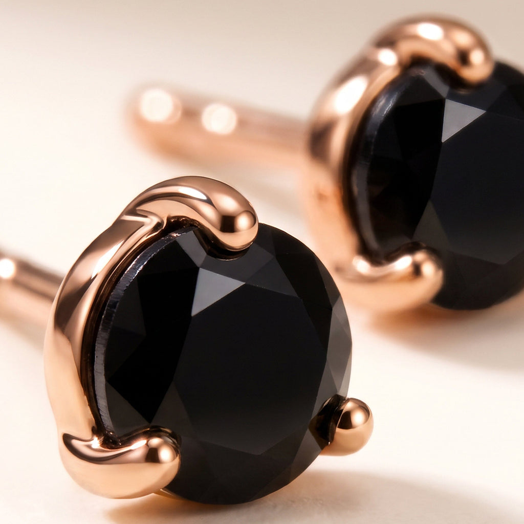 Black Obsidian Round Studs
