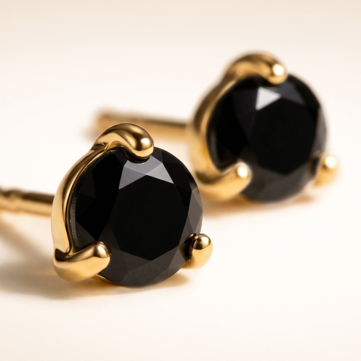 Black Obsidian Round Studs