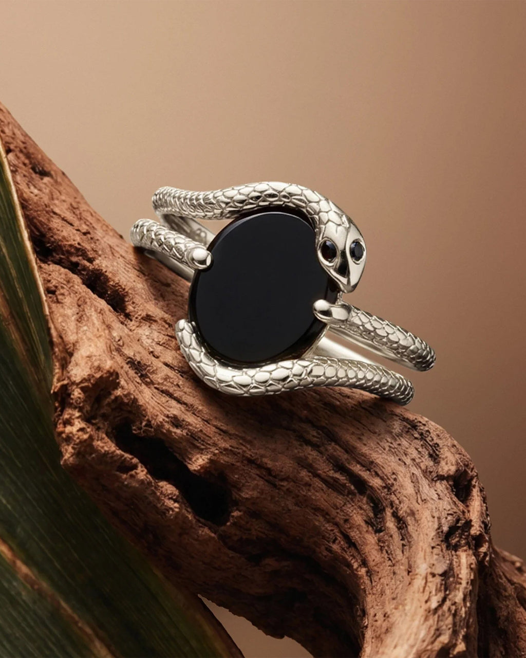 Black Onyx Black Diamond Ring - Serpent