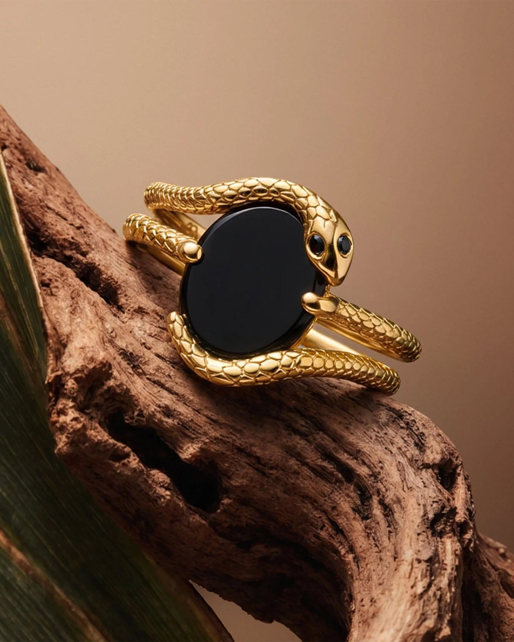 Black Onyx Black Diamond Ring - Serpent