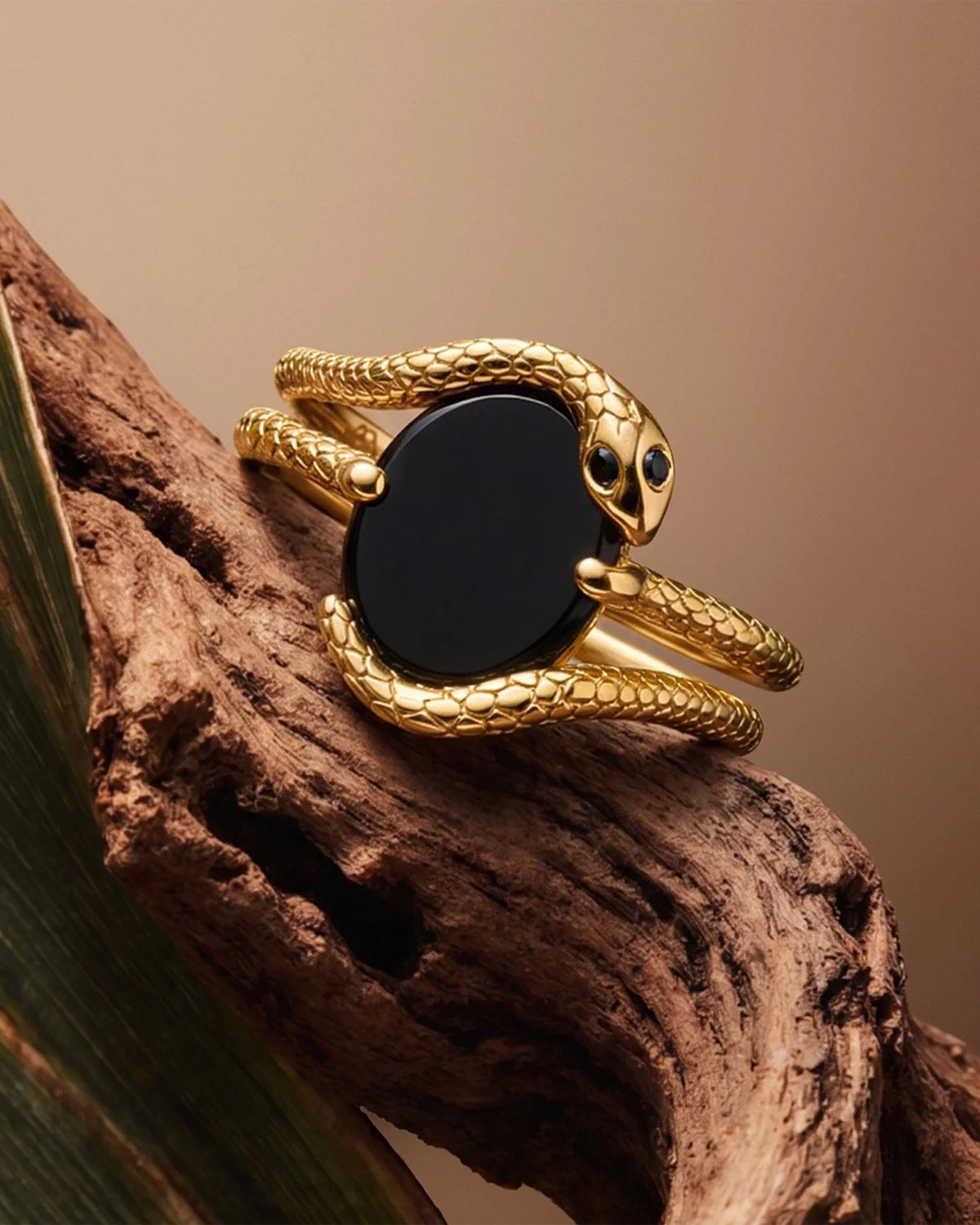 Black Onyx Black Diamond Ring - Serpent