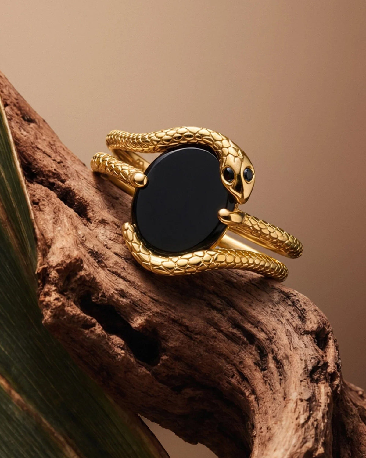 Black Onyx Black Diamond Ring - Serpent