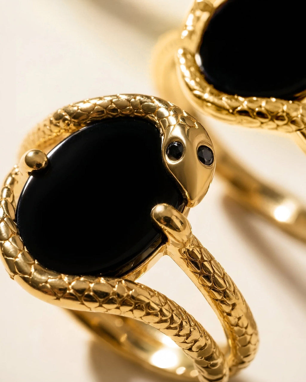 Black Onyx Black Diamond Ring - Serpent