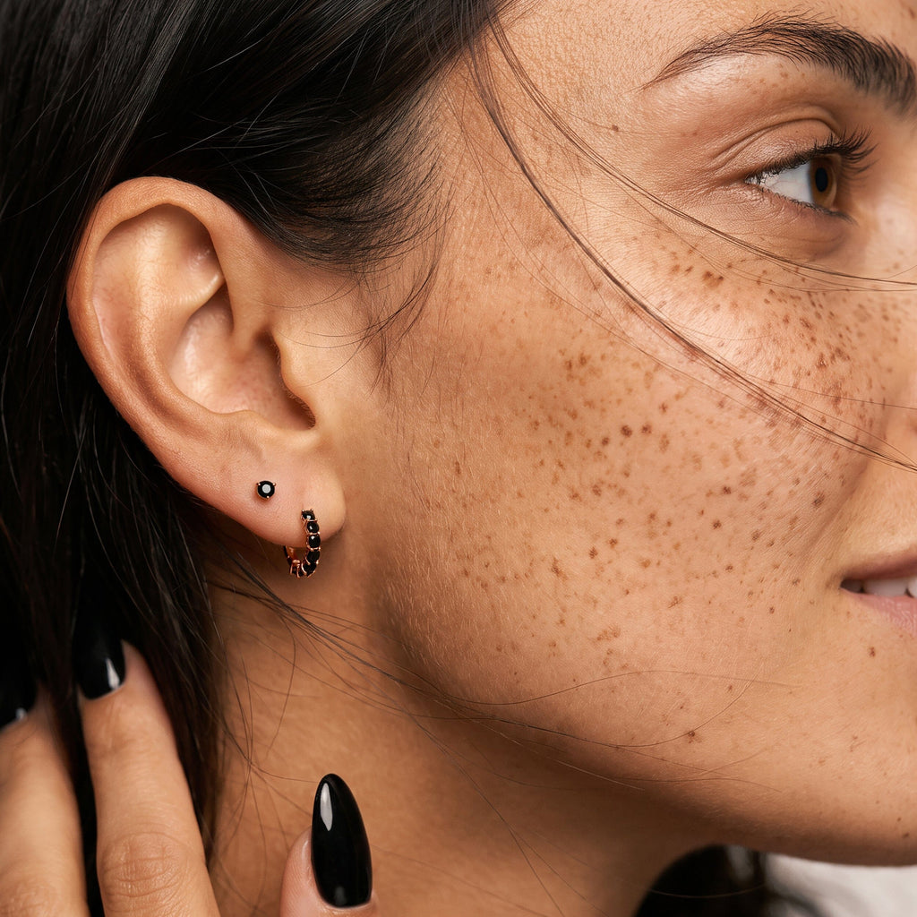 Black Obsidian Round Studs