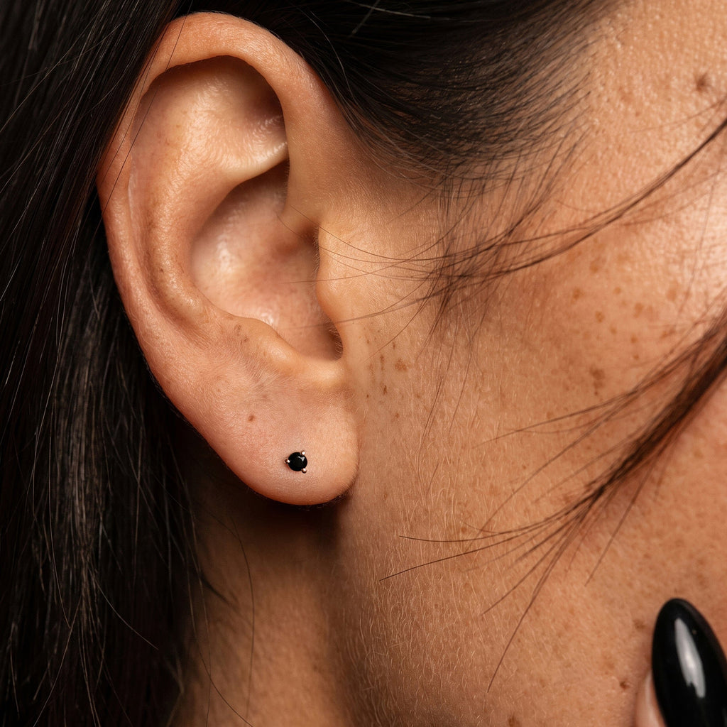 Black Obsidian Round Studs