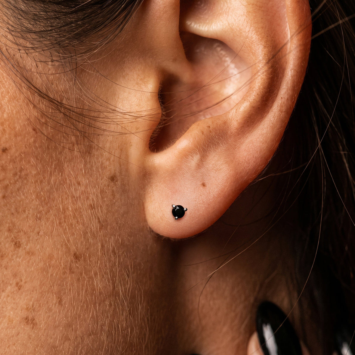 Black Obsidian Round Studs