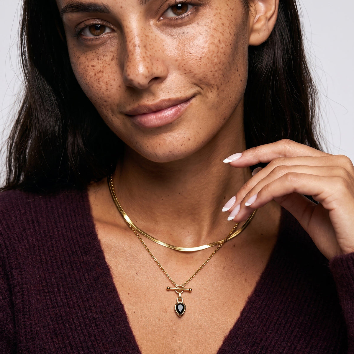 Black Onyx Talis T-Lock Necklace - December Birthstone
