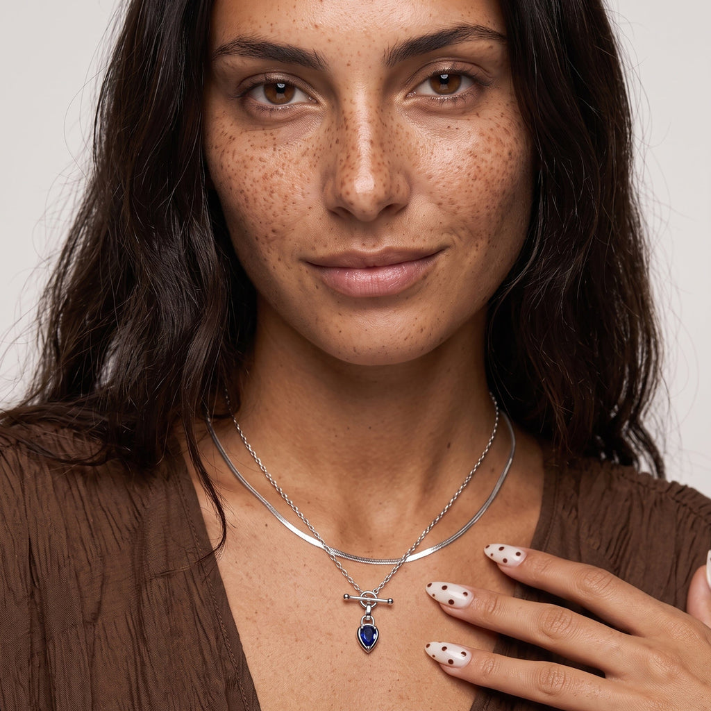 Blue Sapphire Talis T-Lock Necklace - September Birthstone
