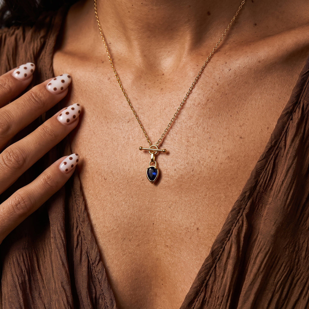 Blue Sapphire Talis T-Lock Necklace - September Birthstone
