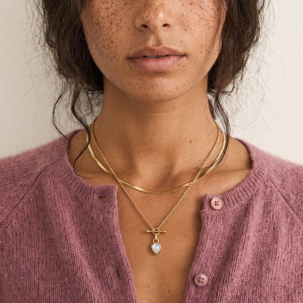 Moonstone Talis T-Lock Necklace - June Birthstone