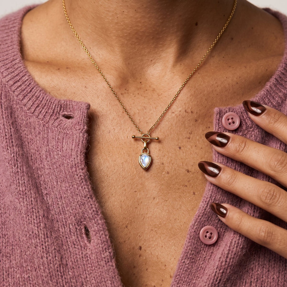 Moonstone Talis T-Lock Necklace - June Birthstone