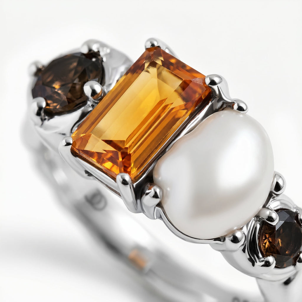 Citrine Pearl Treasure & Magma Ring