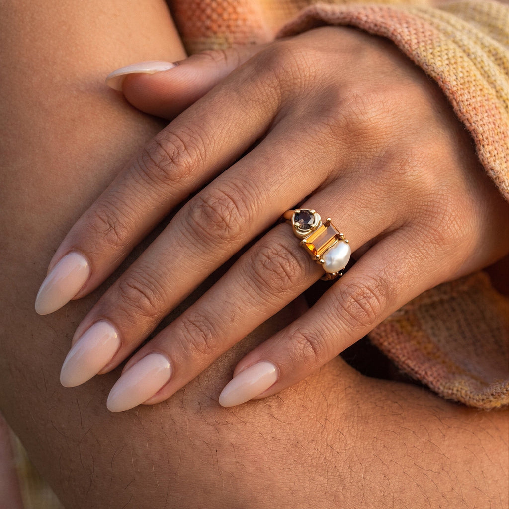 Citrine Pearl Ring - Treasure