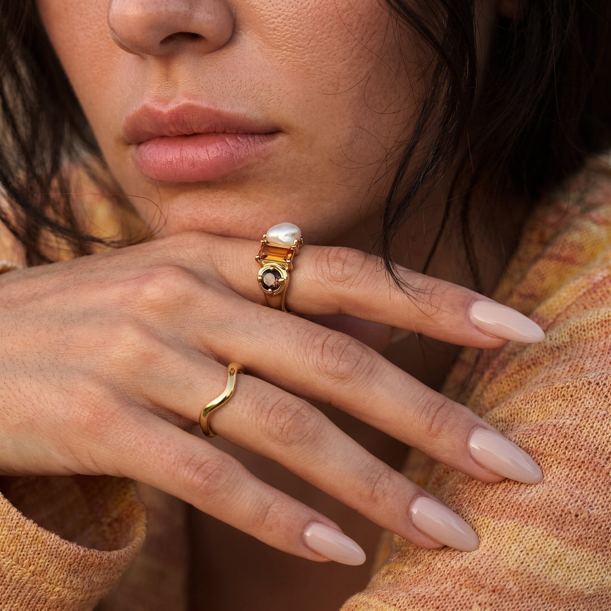 Citrine Pearl Ring - Treasure