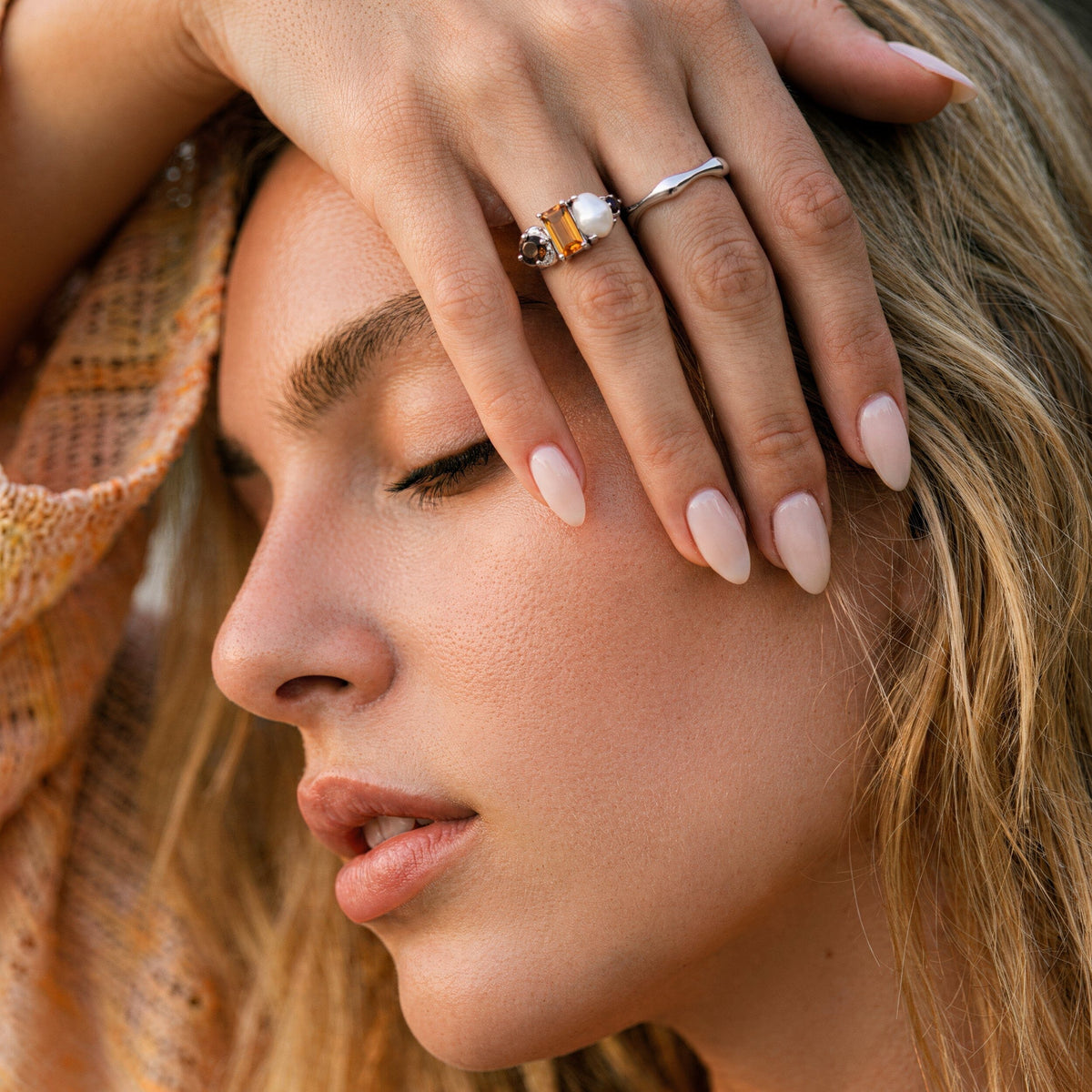 Citrine Pearl Treasure & Magma Ring