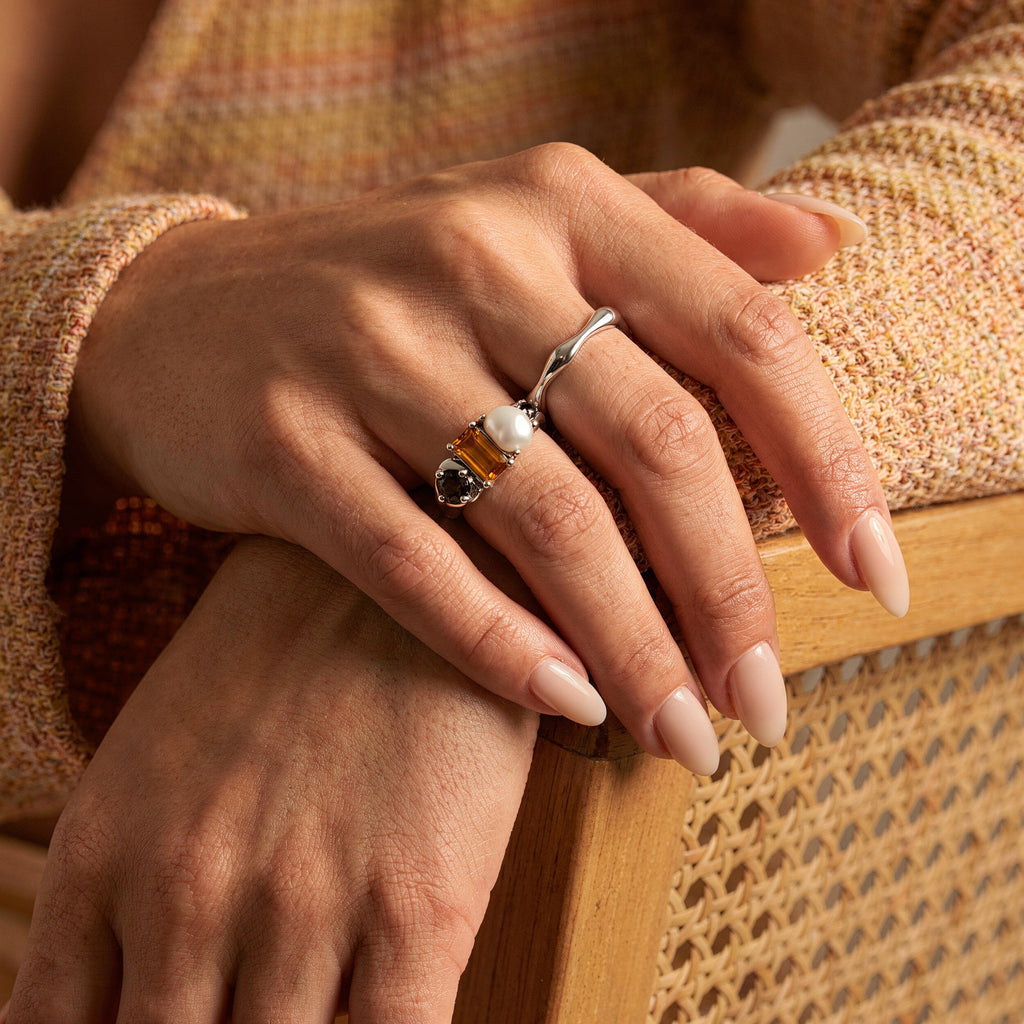 Citrine Pearl Treasure & Magma Ring