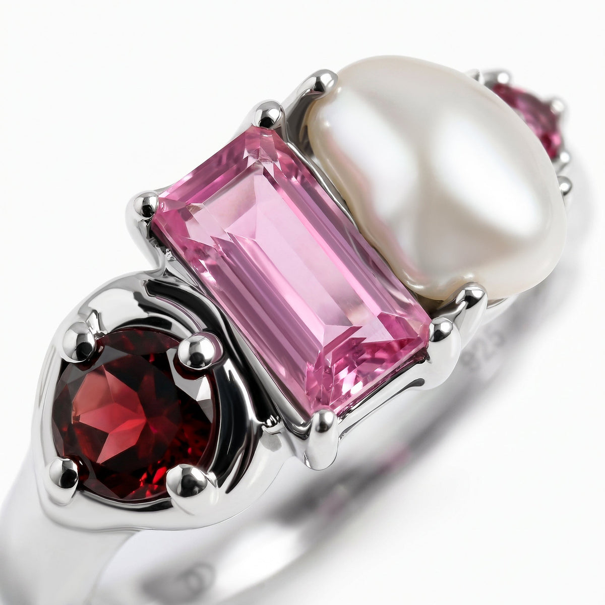 Rhodolite Garnet Treasure Ring & Waves Band