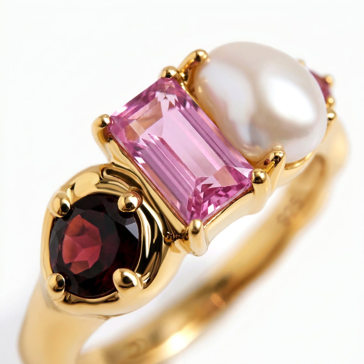 Rhodolite Garnet Treasure Ring & Waves Band