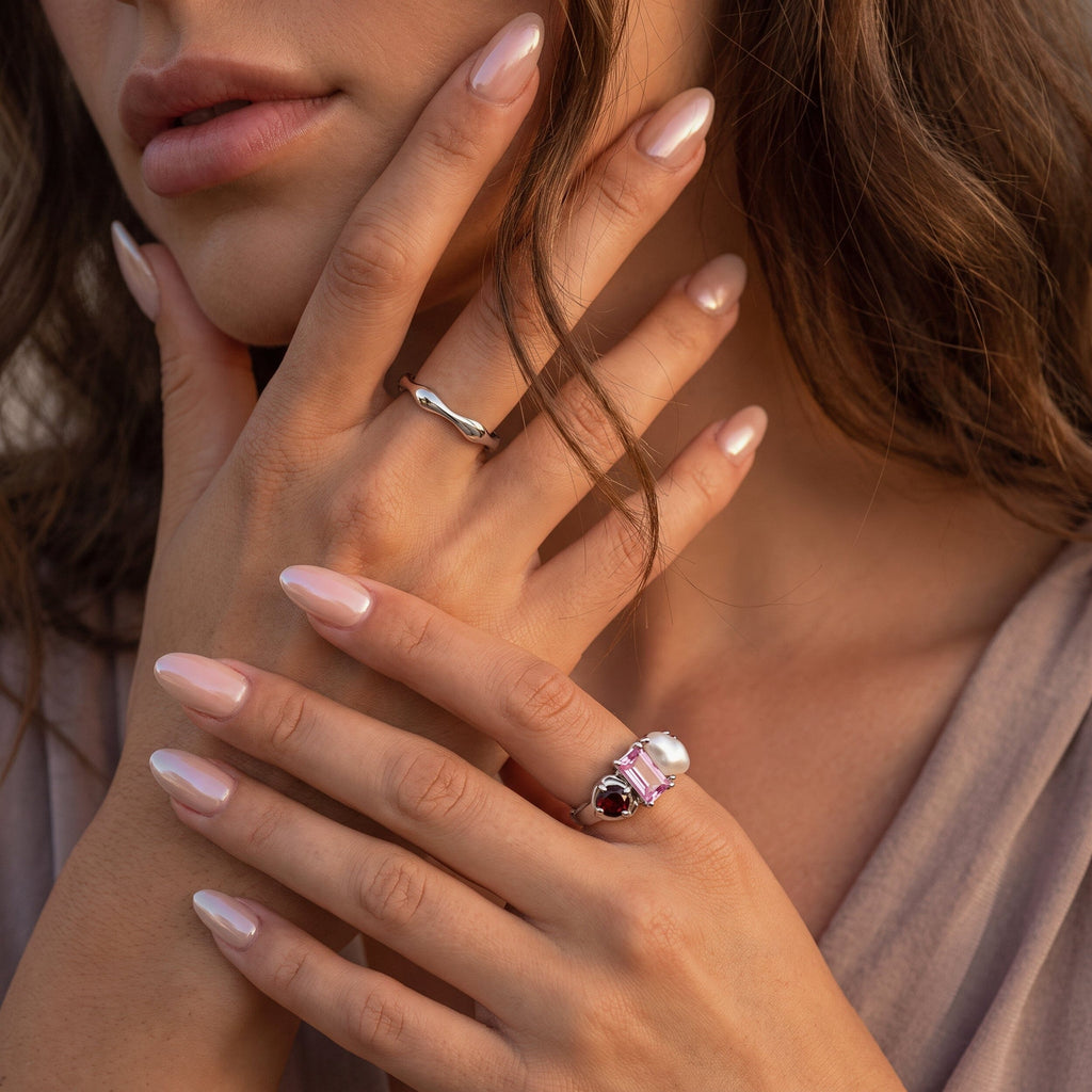 Garnet Pearl Treasure & Magma Rings