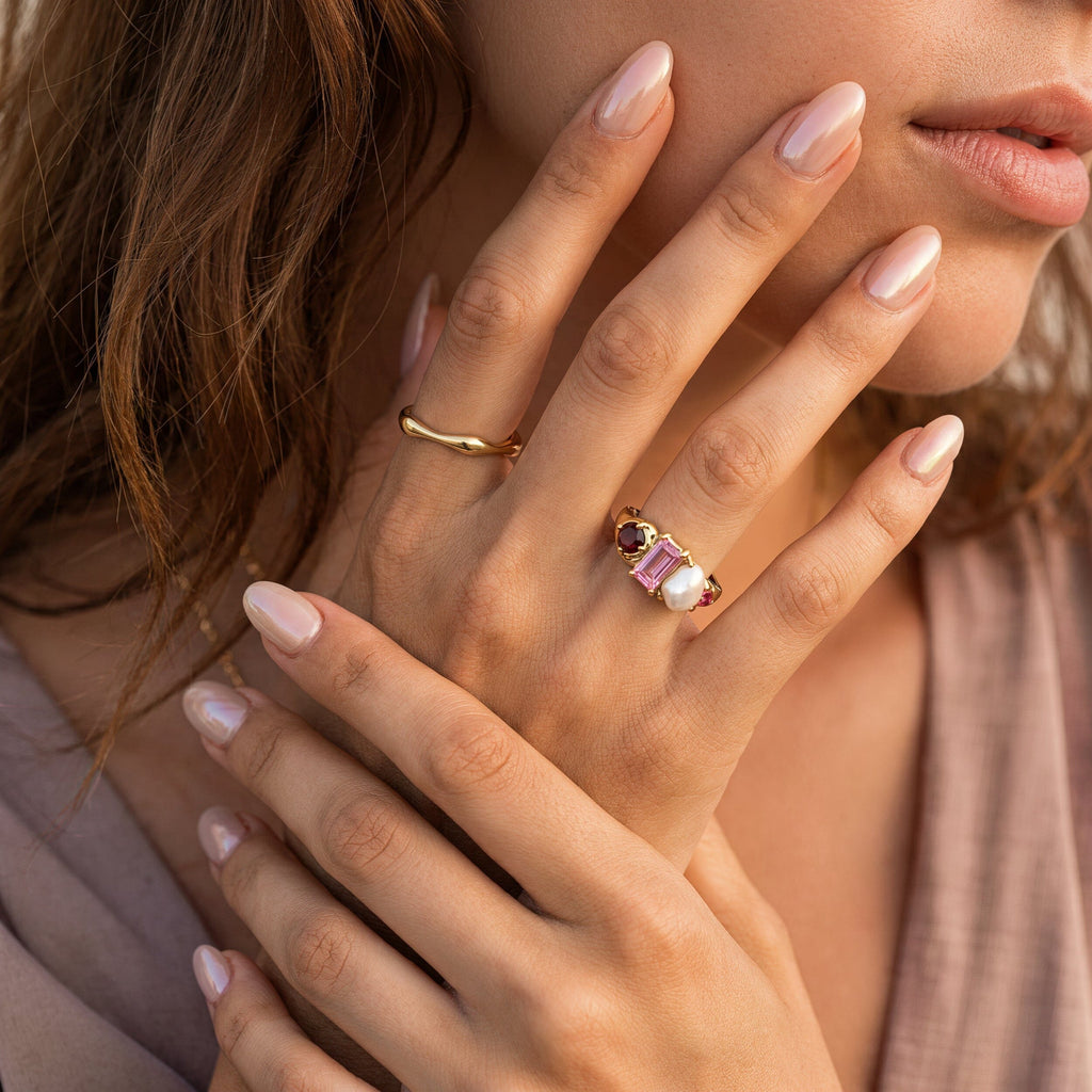 Garnet Pearl Treasure & Magma Rings