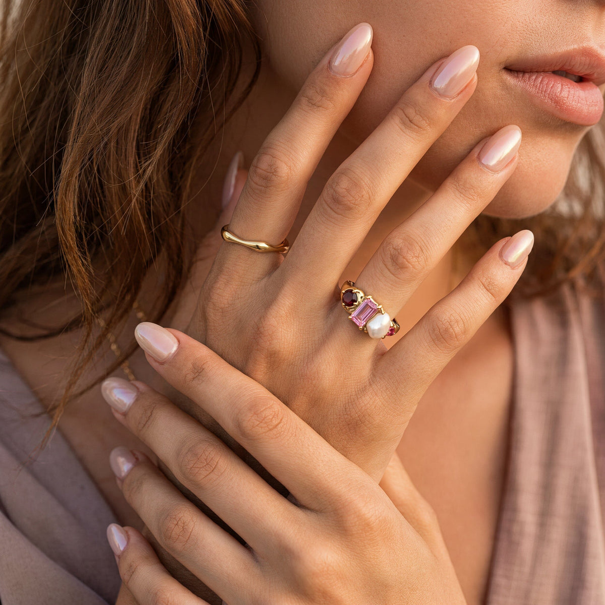 Garnet Pearl Treasure & Magma Rings