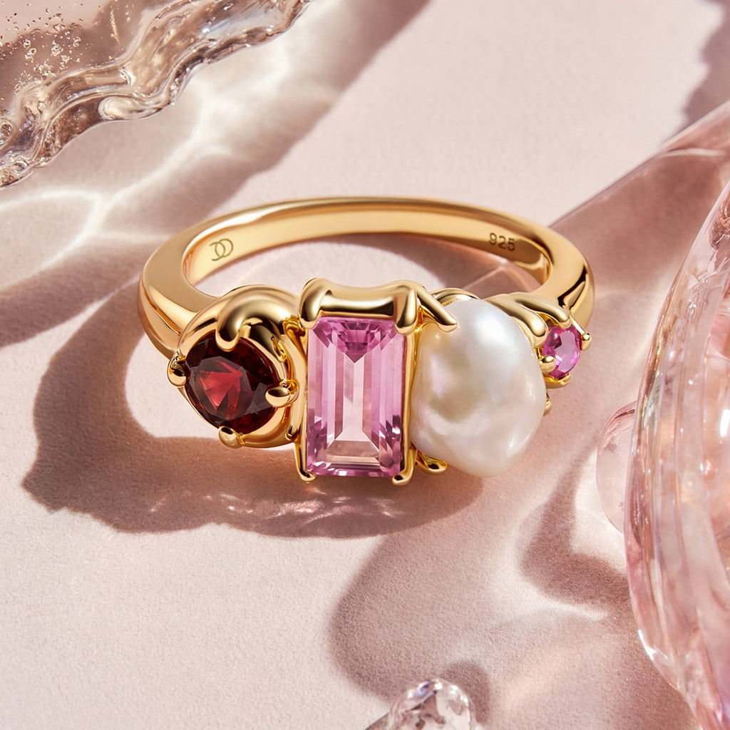 Rhodolite Garnet Pearl Ring - Treasure
