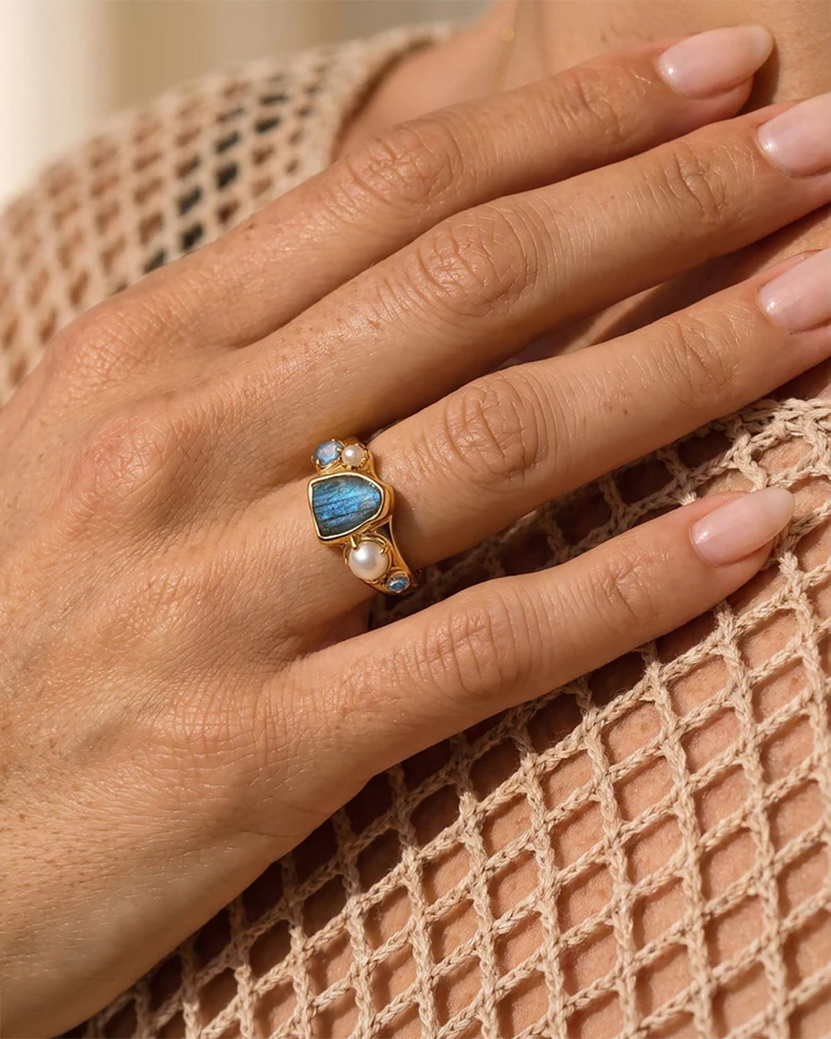 Labradorite Pearl Ring - Heirloom