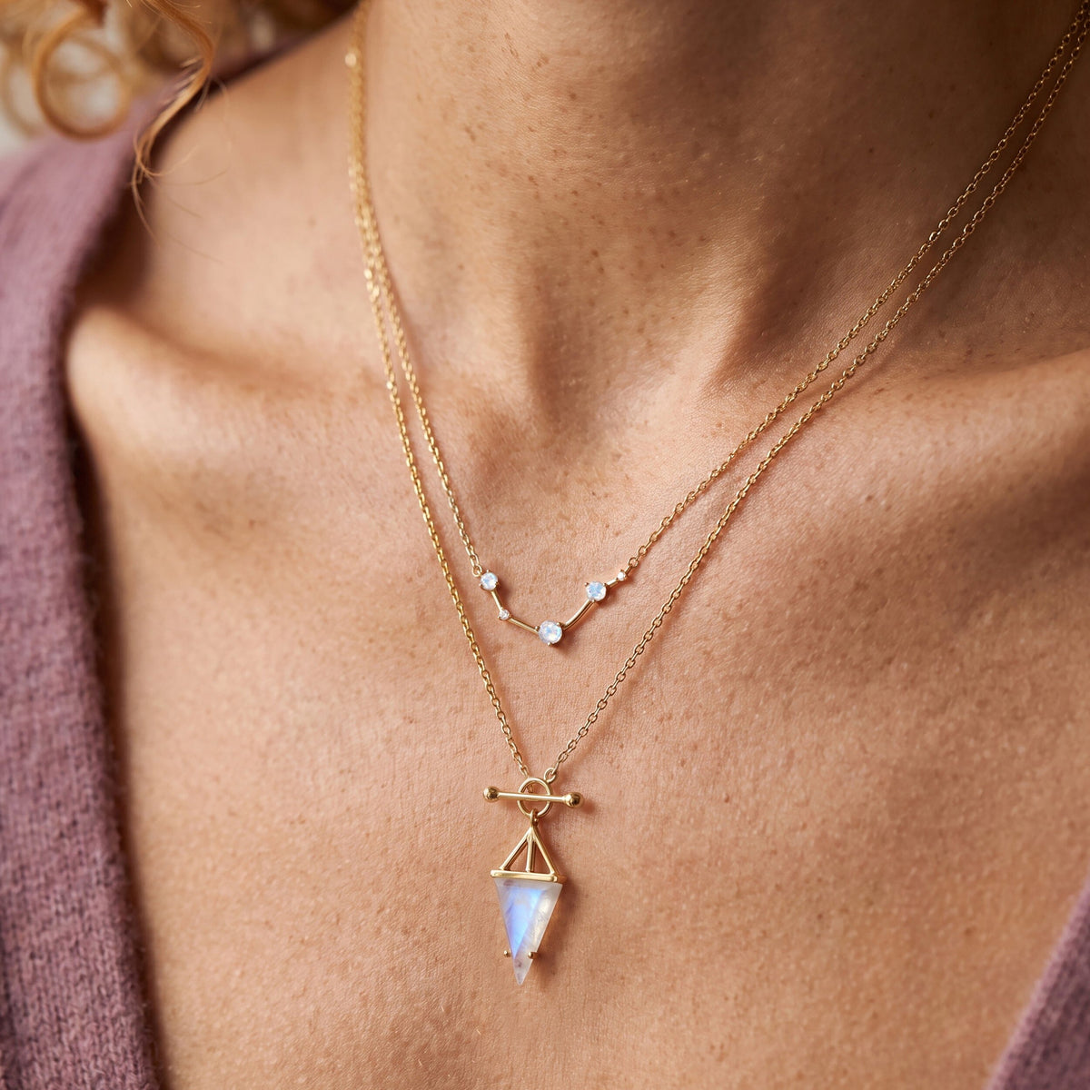 Moonstone Aries Zodiac Constellation & Heroine Necklaces