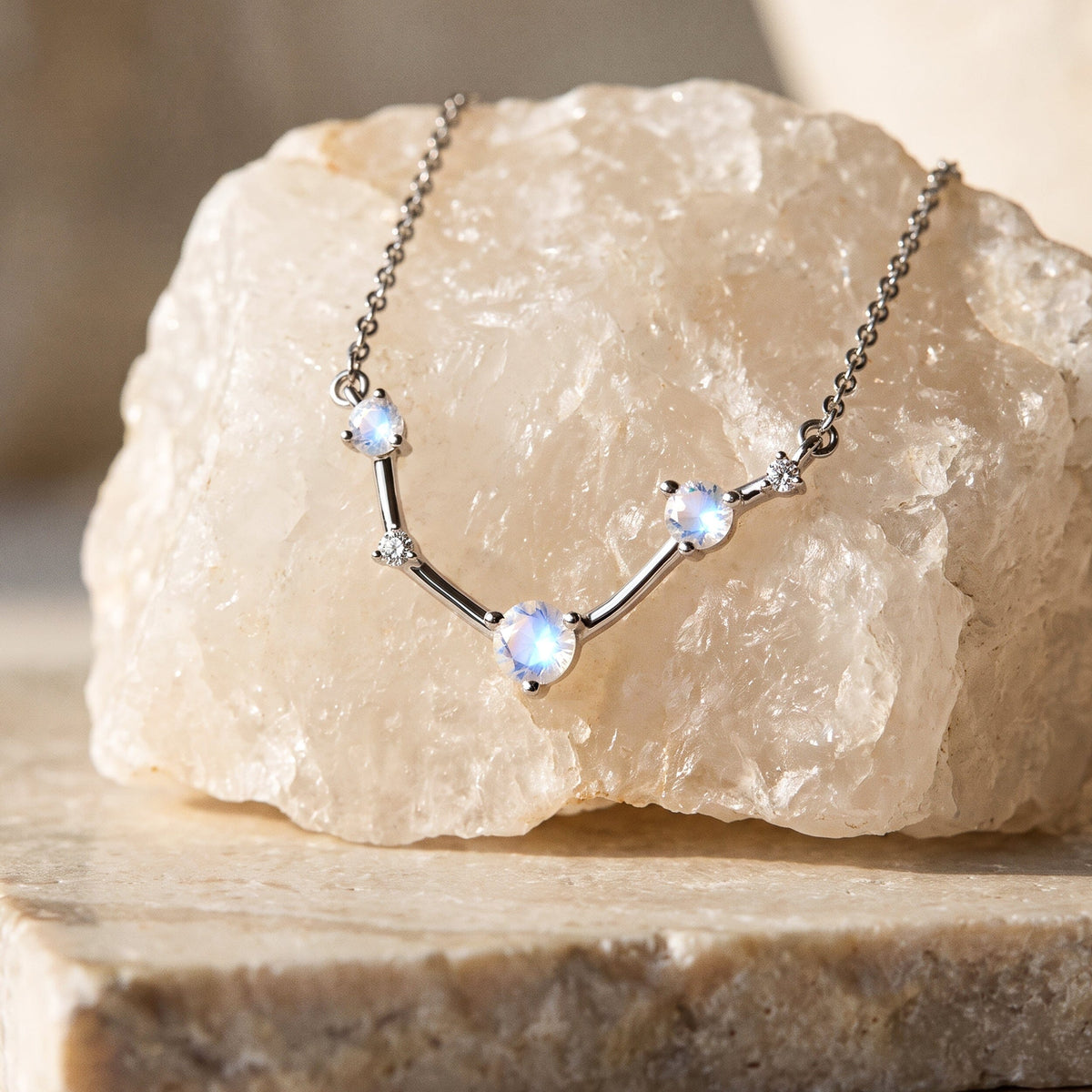 Moonstone Necklace - Aries Zodiac Constellation