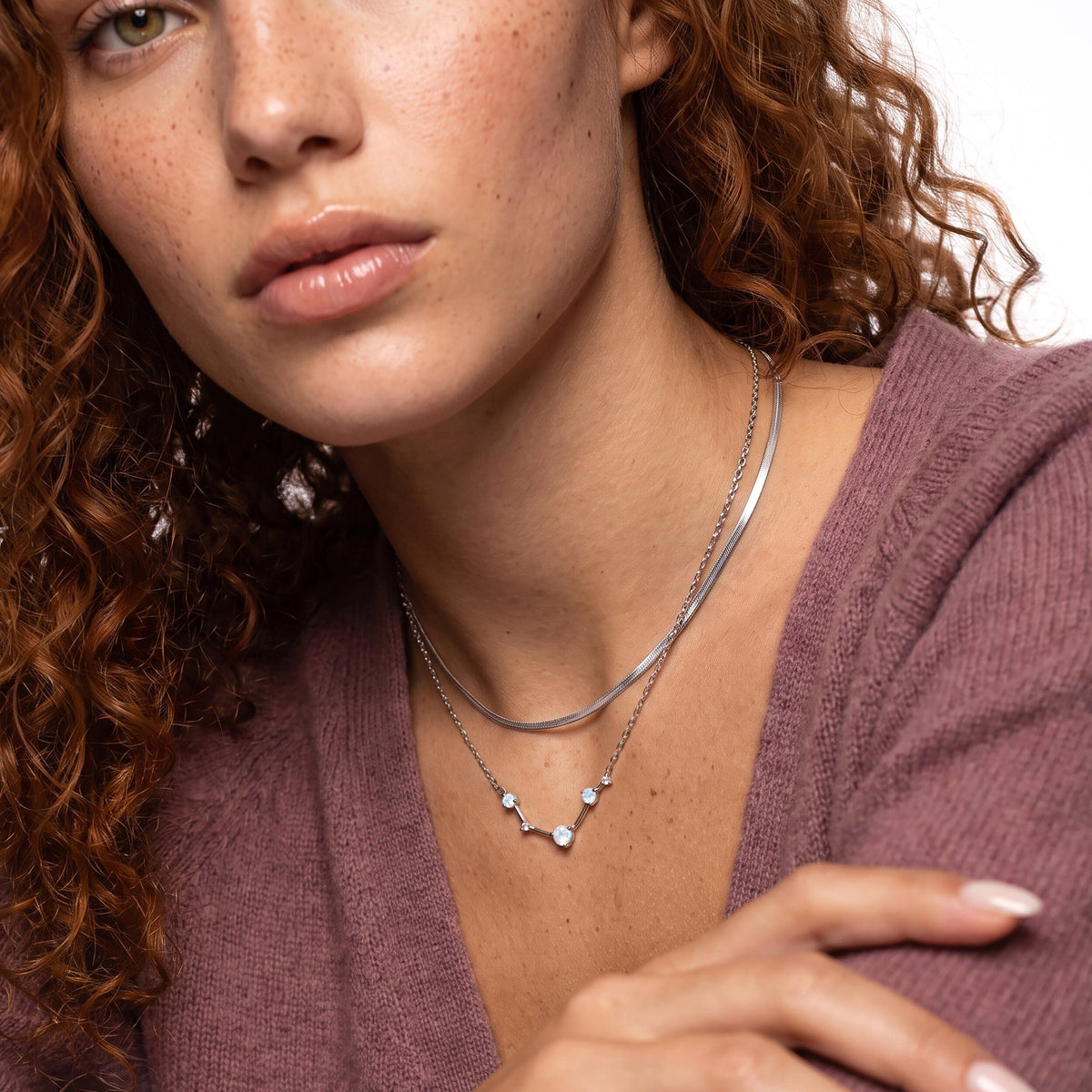 Moonstone Necklace - Aries Zodiac Constellation