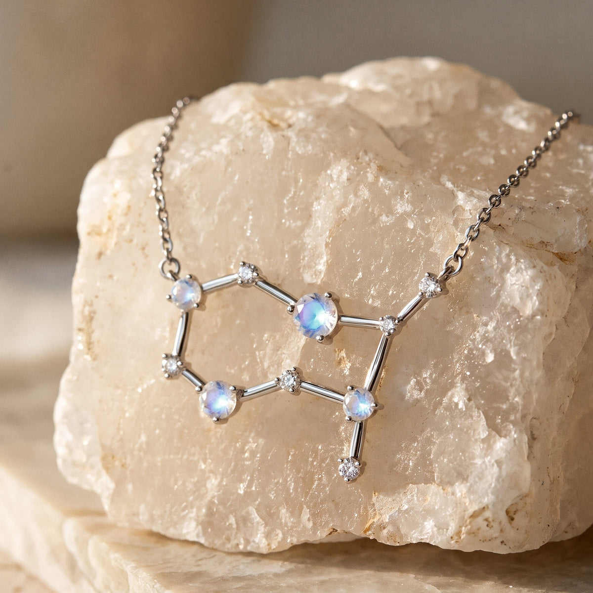 Moonstone Gemini Zodiac Constellation & Heroine Necklaces