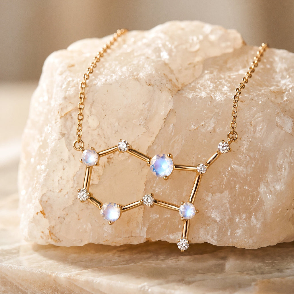 Moonstone Gemini Zodiac Constellation & Heroine Necklaces