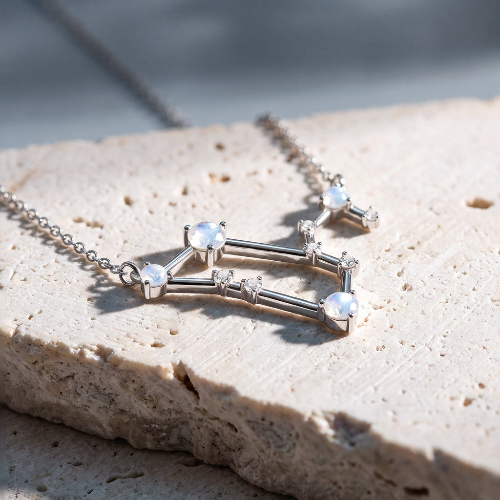 Moonstone Necklace - Leo Zodiac Constellation