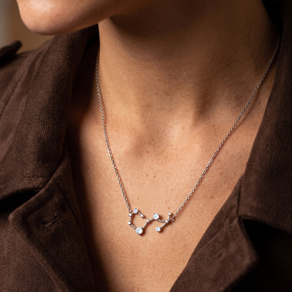 Moonstone Diamond Necklace - Scorpio Zodiac Constellation