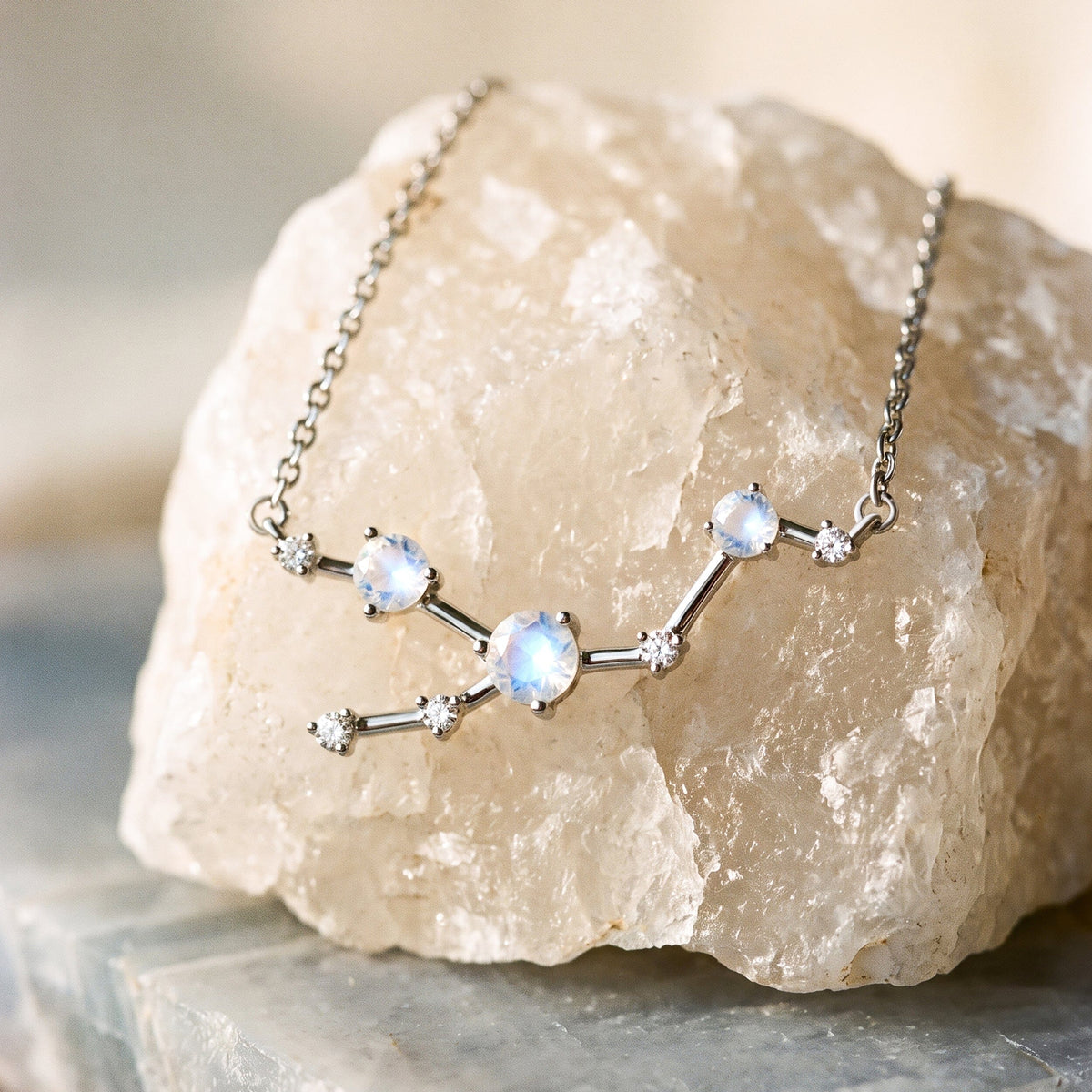 Moonstone Necklace - Taurus Zodiac Constellation