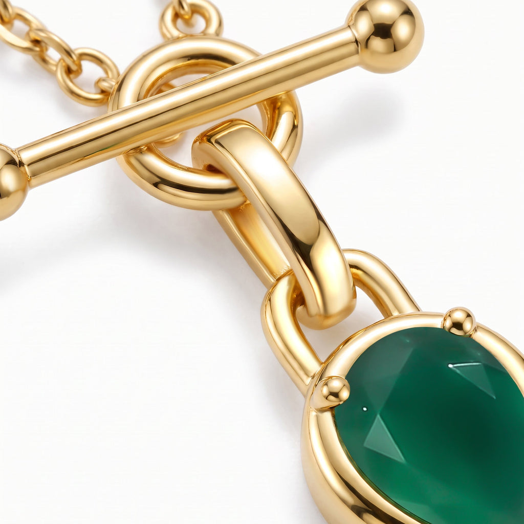 Green Onyx Talis T-Lock Necklace - May Birthstone