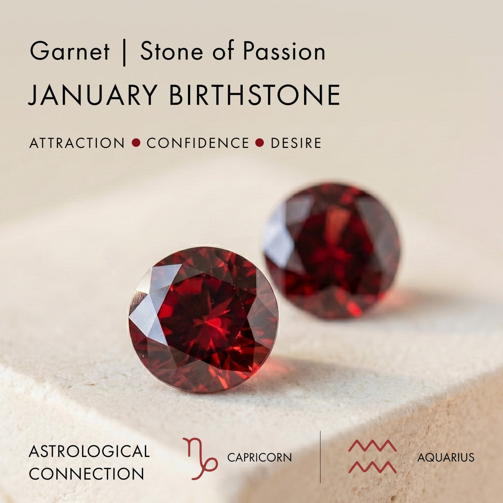 Fine Garnet Lab Diamond Necklace Sway - January Birthstone