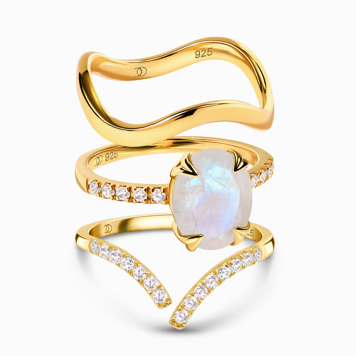 Moonstone Harlow & Infinite & Waves Rings